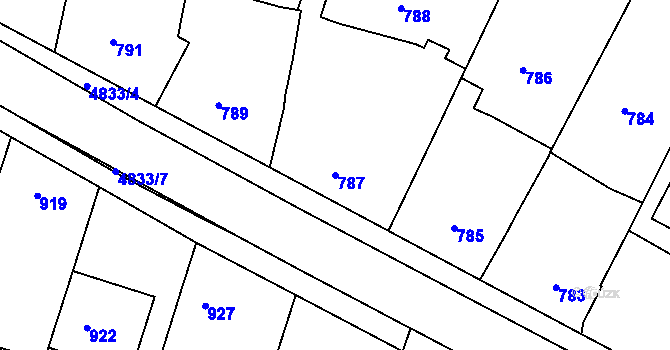 Parcela st. 787 v KÚ Vracov, Katastrální mapa