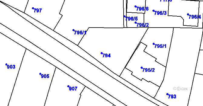 Parcela st. 794 v KÚ Vracov, Katastrální mapa
