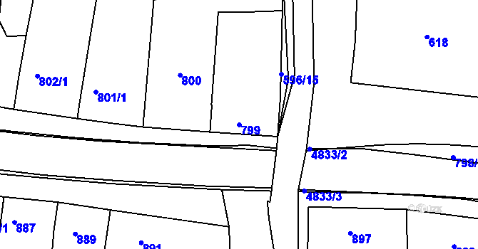 Parcela st. 799 v KÚ Vracov, Katastrální mapa