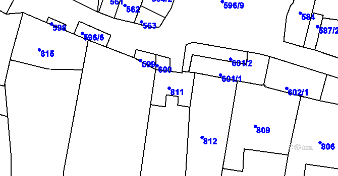 Parcela st. 811 v KÚ Vracov, Katastrální mapa
