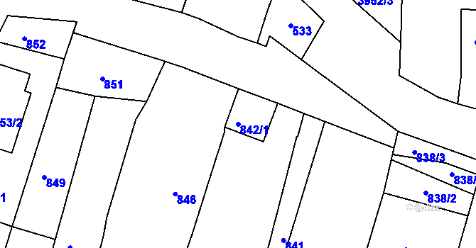 Parcela st. 842/1 v KÚ Vracov, Katastrální mapa