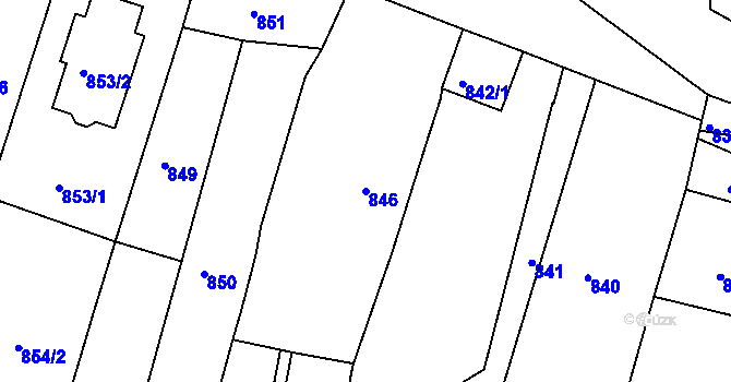 Parcela st. 846 v KÚ Vracov, Katastrální mapa