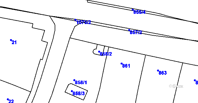 Parcela st. 858/2 v KÚ Vracov, Katastrální mapa