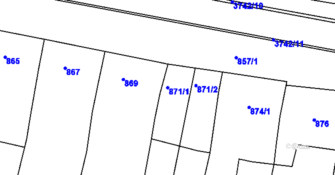 Parcela st. 871/1 v KÚ Vracov, Katastrální mapa