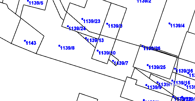 Parcela st. 1139/10 v KÚ Vracov, Katastrální mapa