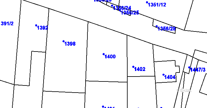 Parcela st. 1400 v KÚ Vracov, Katastrální mapa