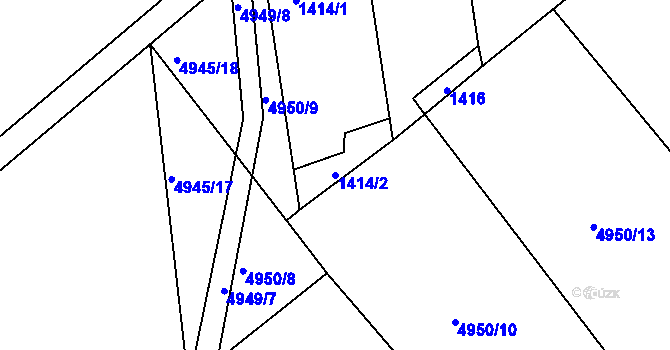 Parcela st. 1414/2 v KÚ Vracov, Katastrální mapa