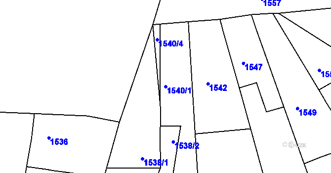 Parcela st. 1540/1 v KÚ Vracov, Katastrální mapa