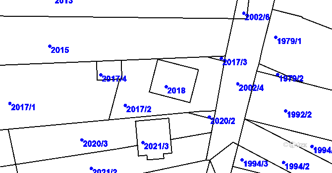 Parcela st. 2018 v KÚ Vracov, Katastrální mapa