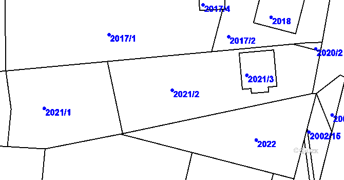 Parcela st. 2021/2 v KÚ Vracov, Katastrální mapa