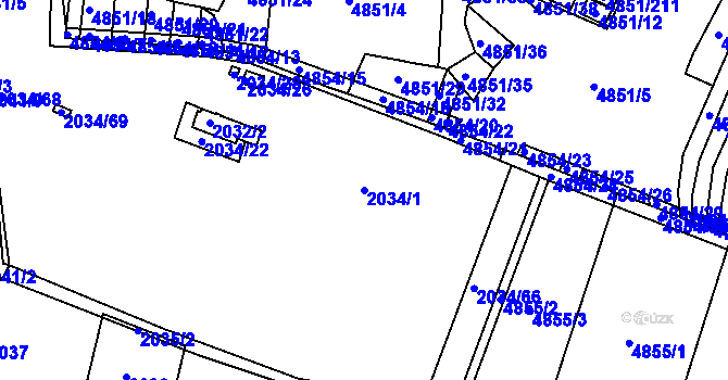 Parcela st. 2034/1 v KÚ Vracov, Katastrální mapa