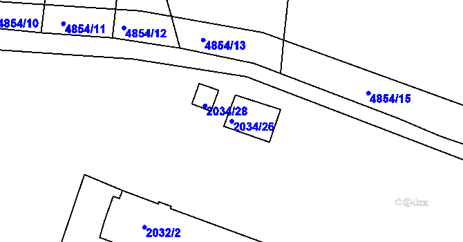 Parcela st. 2034/26 v KÚ Vracov, Katastrální mapa