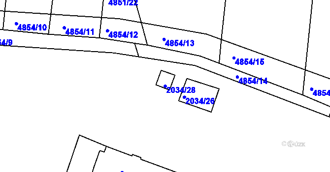 Parcela st. 2034/28 v KÚ Vracov, Katastrální mapa