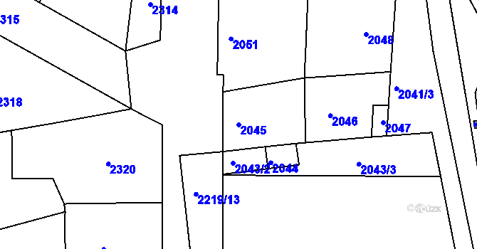Parcela st. 2045 v KÚ Vracov, Katastrální mapa