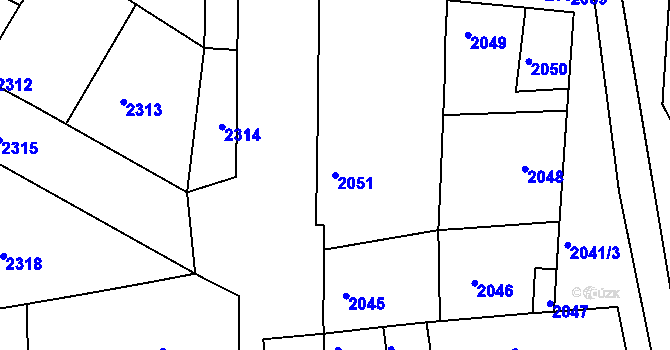 Parcela st. 2051 v KÚ Vracov, Katastrální mapa