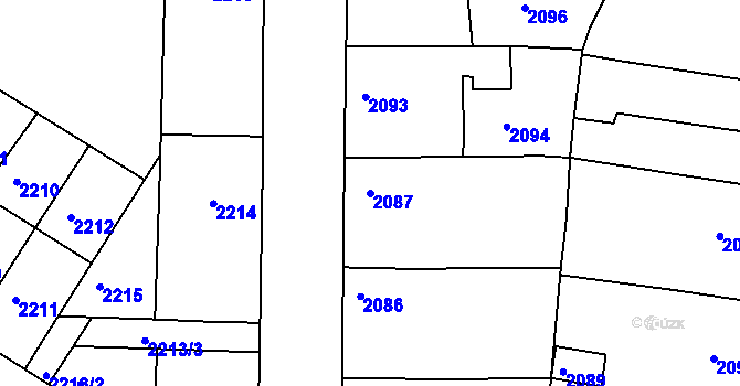 Parcela st. 2087 v KÚ Vracov, Katastrální mapa