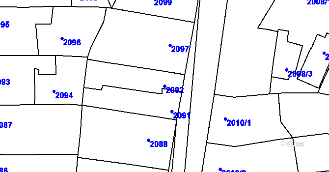Parcela st. 2092 v KÚ Vracov, Katastrální mapa