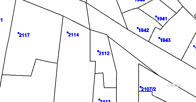 Parcela st. 2112 v KÚ Vracov, Katastrální mapa