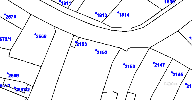 Parcela st. 2152 v KÚ Vracov, Katastrální mapa