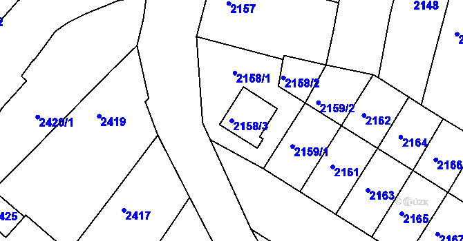 Parcela st. 2158/3 v KÚ Vracov, Katastrální mapa