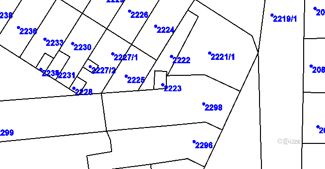 Parcela st. 2223 v KÚ Vracov, Katastrální mapa