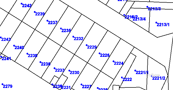 Parcela st. 2229 v KÚ Vracov, Katastrální mapa