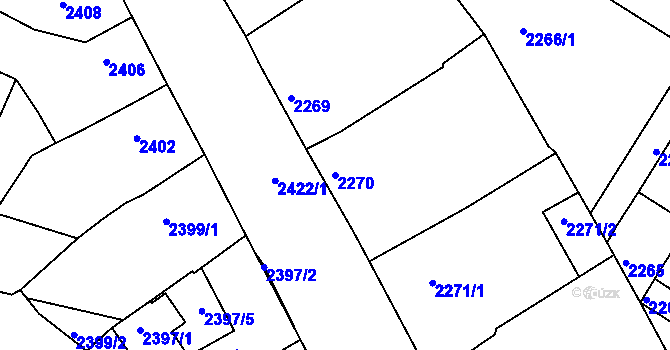 Parcela st. 2270 v KÚ Vracov, Katastrální mapa