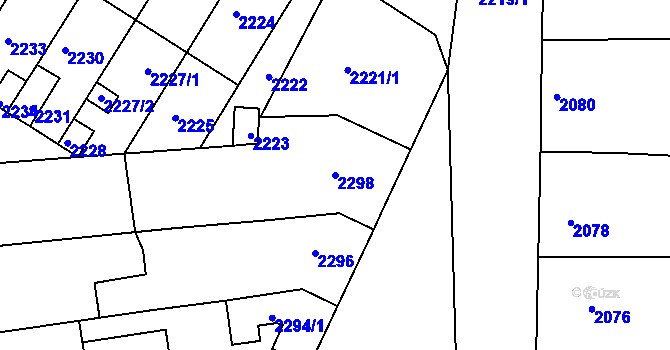 Parcela st. 2298 v KÚ Vracov, Katastrální mapa