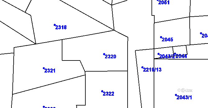 Parcela st. 2320 v KÚ Vracov, Katastrální mapa