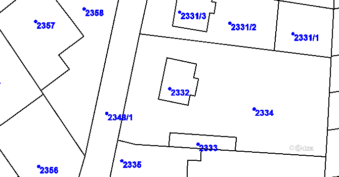 Parcela st. 2332 v KÚ Vracov, Katastrální mapa