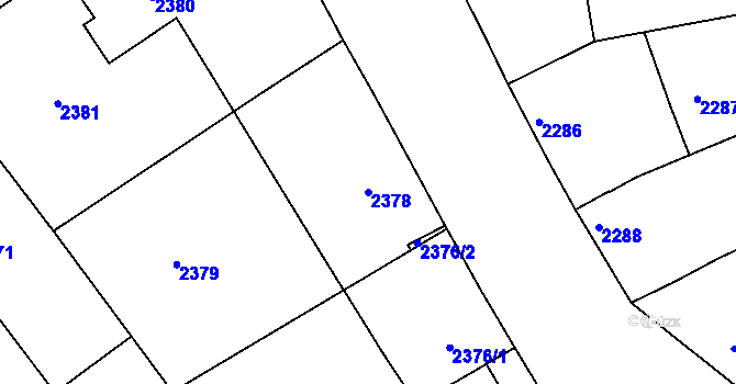 Parcela st. 2378 v KÚ Vracov, Katastrální mapa