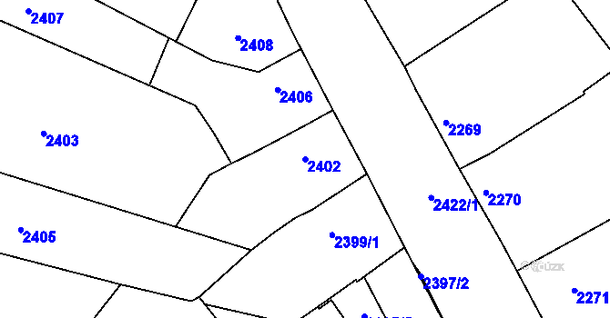 Parcela st. 2402 v KÚ Vracov, Katastrální mapa