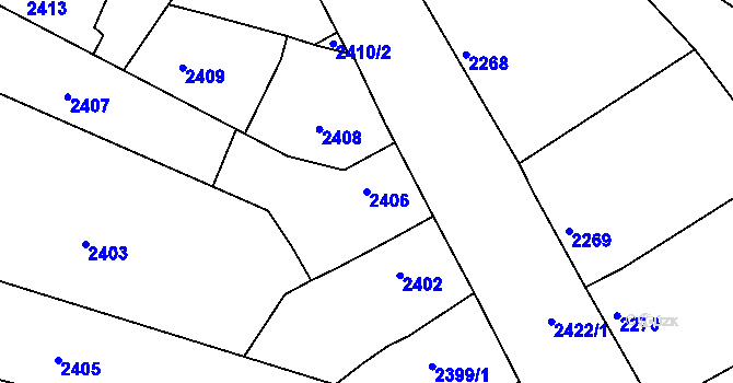 Parcela st. 2406 v KÚ Vracov, Katastrální mapa