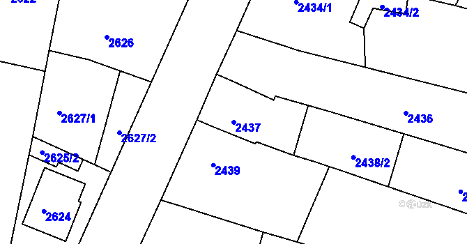 Parcela st. 2437 v KÚ Vracov, Katastrální mapa