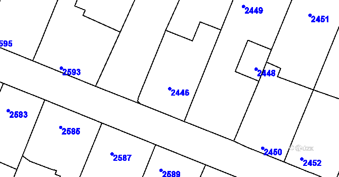 Parcela st. 2446 v KÚ Vracov, Katastrální mapa