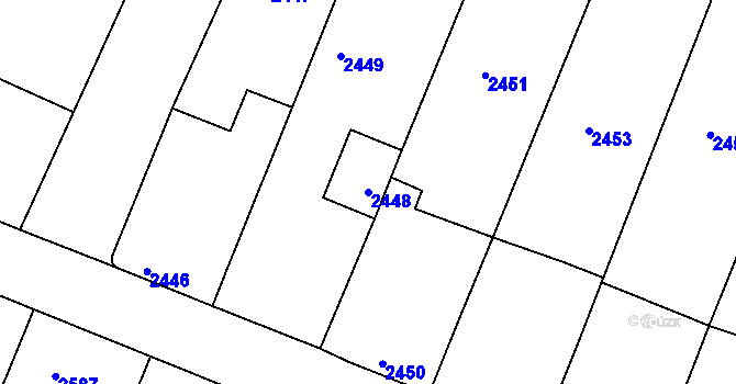 Parcela st. 2448 v KÚ Vracov, Katastrální mapa