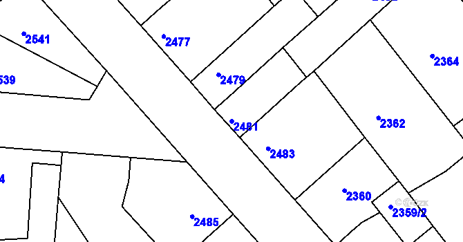 Parcela st. 2481 v KÚ Vracov, Katastrální mapa