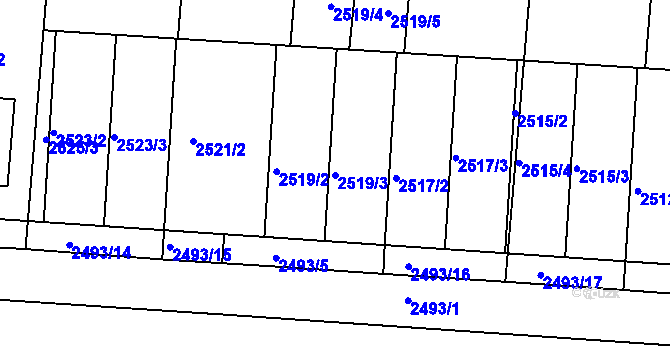 Parcela st. 2519/3 v KÚ Vracov, Katastrální mapa