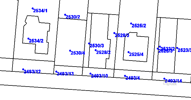 Parcela st. 2528/2 v KÚ Vracov, Katastrální mapa