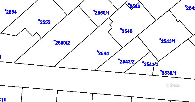 Parcela st. 2544 v KÚ Vracov, Katastrální mapa