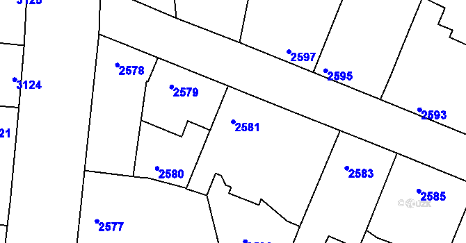 Parcela st. 2581 v KÚ Vracov, Katastrální mapa