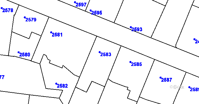 Parcela st. 2583 v KÚ Vracov, Katastrální mapa