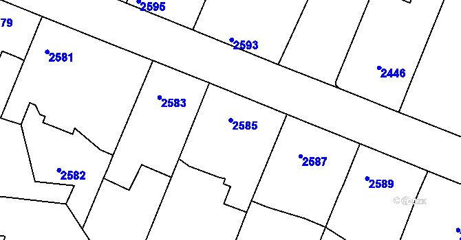 Parcela st. 2585 v KÚ Vracov, Katastrální mapa