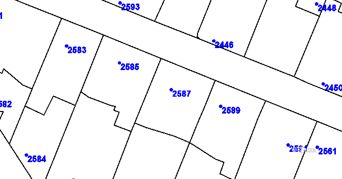 Parcela st. 2587 v KÚ Vracov, Katastrální mapa