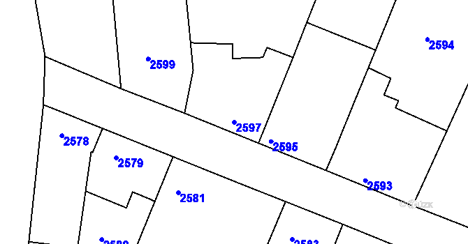 Parcela st. 2597 v KÚ Vracov, Katastrální mapa