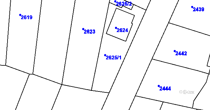 Parcela st. 2625/1 v KÚ Vracov, Katastrální mapa