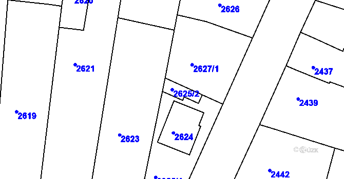 Parcela st. 2625/2 v KÚ Vracov, Katastrální mapa