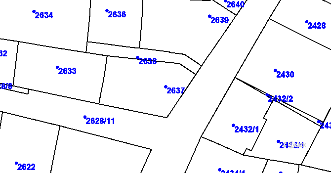 Parcela st. 2637 v KÚ Vracov, Katastrální mapa