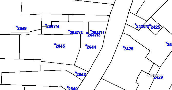 Parcela st. 2644 v KÚ Vracov, Katastrální mapa
