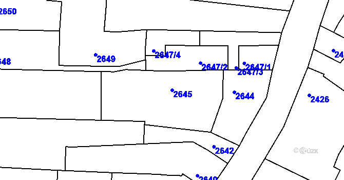 Parcela st. 2645 v KÚ Vracov, Katastrální mapa